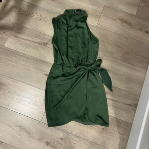 Chic Sleeveless Green Mini Dress
